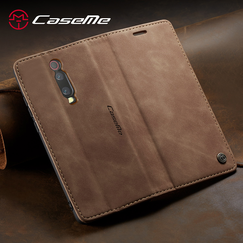 Caseme 013 Série de Portefeuille Auto-absorbed Stand pu Leather Téléphone Couverture Pour Xiaomi Redmi K20 Pro / Redmi K20 / mi 9T / mi 9t Pro - le Noir