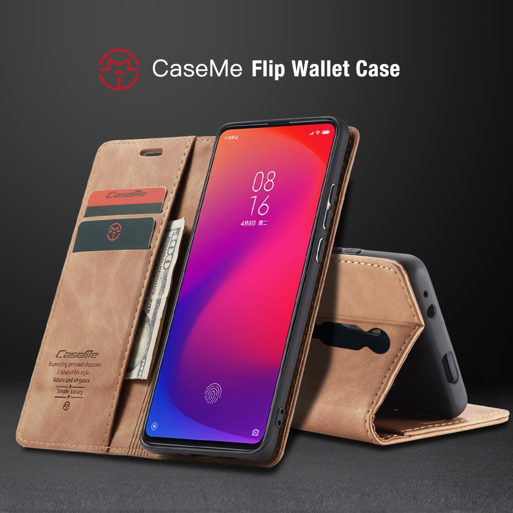 Caseme 013 Serie Automatisch Absorbiertes Brieftaschenstand PU Leder-telefonabdeckung Für Xiaomi Redmi K20 Pro/Redmi K20/Mi 9t/mi 9T Pro - Blau