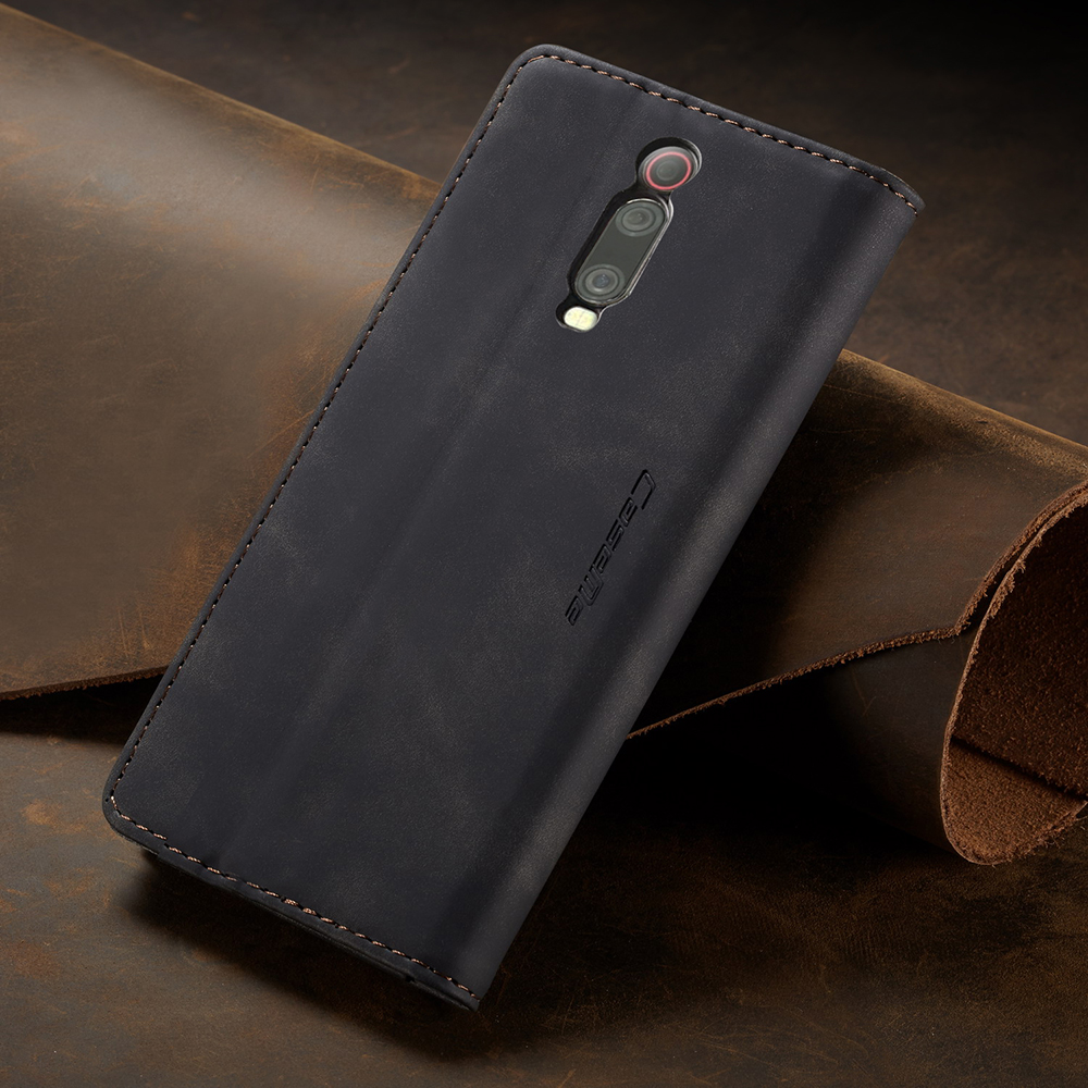 Caseme 013 Serie Auto-absorbida de la Billetera PU Cubierta de Teléfono de Cuero Para Xiaomi Redmi K20 Pro/Redmi K20/mi 9t/mi 9T Pro - Negro