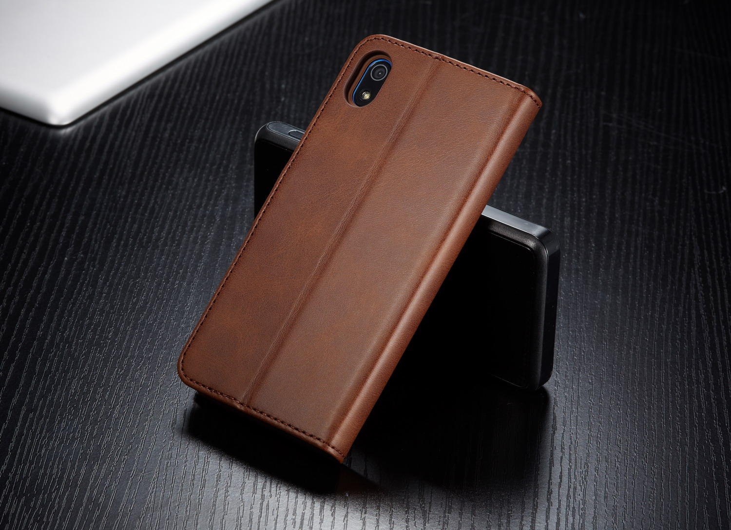 Lc. Imeeke Cowhide Texture Cuir Portefeuille Stand Stand Shell Pour Xiaomi Redmi 7A - Marron Foncé