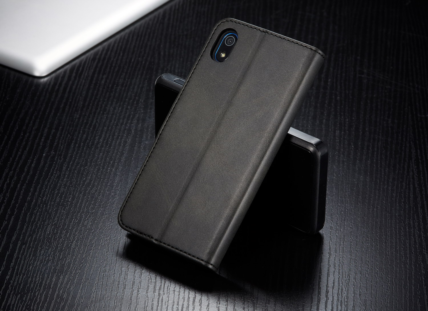 Lc.. Imeeke Rindsleder Textur Leder Brieftasche Stand Telefon Shell Für Xiaomi Redmi 7a - Dunkelbraun