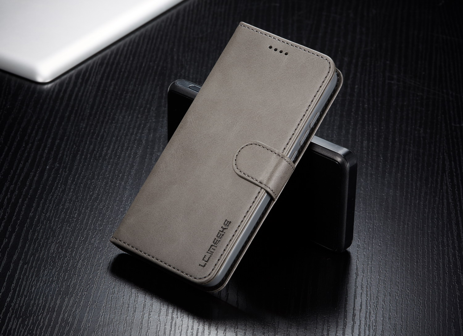 Lc.. Imeeke Rindsleder Textur Leder Brieftasche Stand Telefon Shell Für Xiaomi Redmi 7a - Dunkelbraun