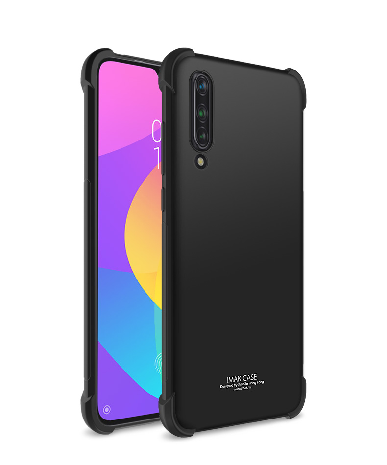 IMAK Silky Airbag Shock -shock TPU Phone Shell + Schermo Protective Film Per Xiaomi Mi 9 Lite/ Mi CC9/ Mi CC9 Meitu Edition - Nero Metallico