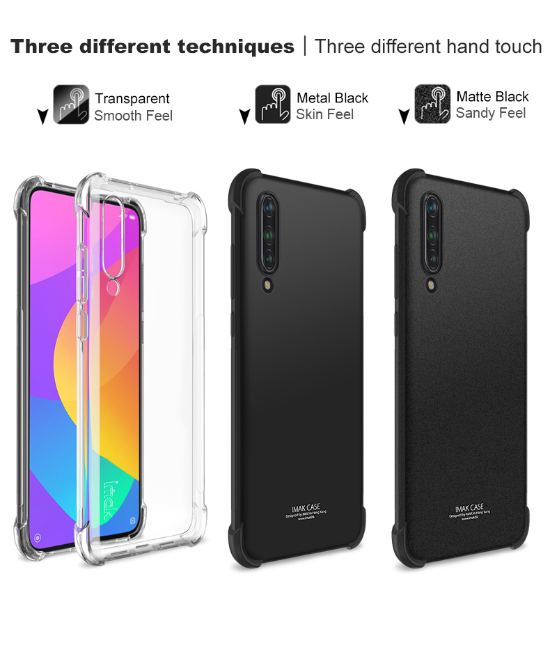 IMAK Silky Airbag Shock -shock TPU Phone Shell + Schermo Protective Film Per Xiaomi Mi 9 Lite/ Mi CC9/ Mi CC9 Meitu Edition - Nero Metallico