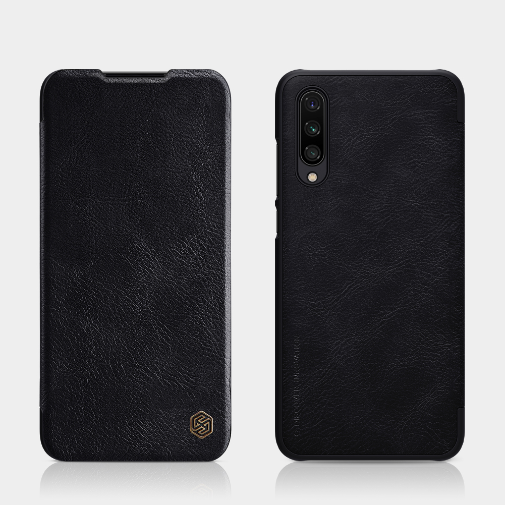 Nillkin Qin Series Shell en Cuir Avec Fente de Carte Pour Xiaomi Mi 9 Lite / Mi CC9 / mi CC9 Meitu Edition - le Noir