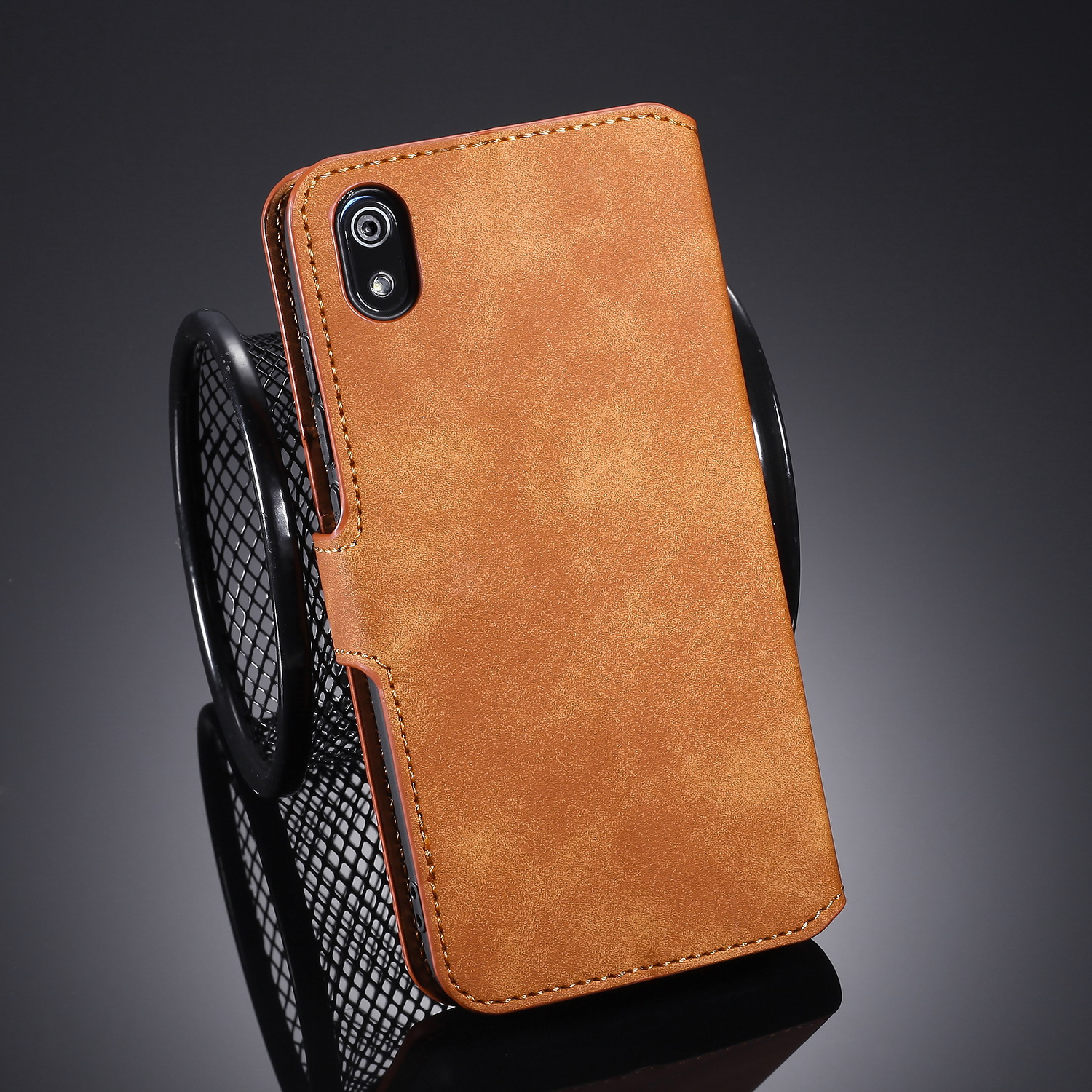 Дг. Ming Retro Style Leather Wallet Case Для Xiaomi Redmi 7a - Серый