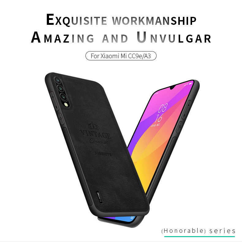 Pinwuyo Honorable Series PU Cool Cubado PC + TPU Hybrid Protective Telephip For Xiaomi Mi Cc9e / Mi A3 - Azul