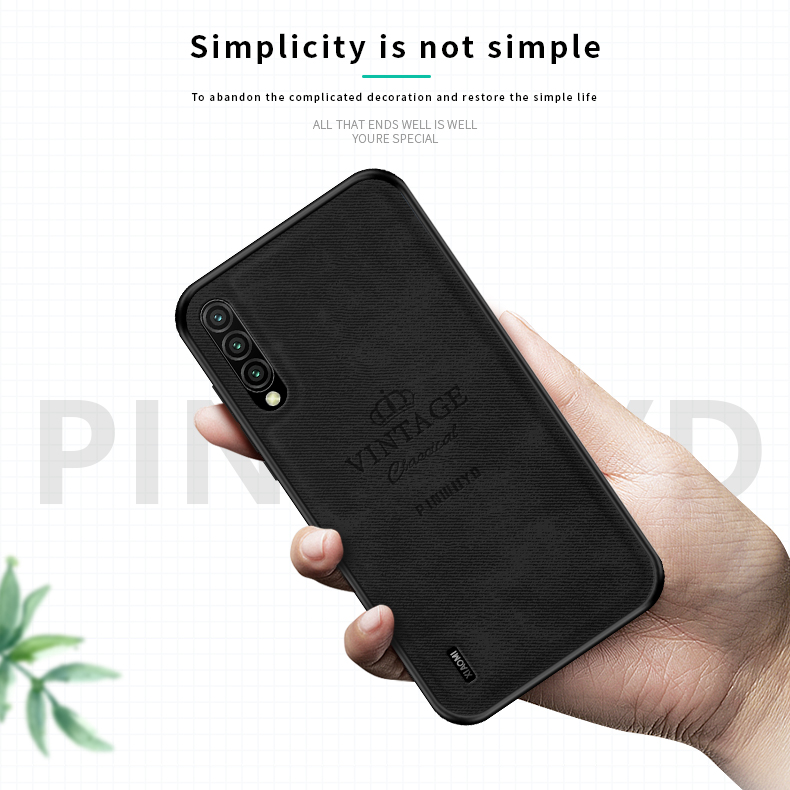 Pinwuyo Honorable Series PU en Cuir Enduit PC + TPU Hybrid Protective Phone Case Pour Xiaomi Mi Cc9e / mi A3 - Bleu