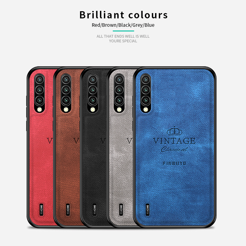 Pinwuyo Honourable Serie PU Leder Beschichtetes PC + TPU Hybrid Schutzhülle Für Xiaomi Mi Cc9e / Mi A3 - Blau