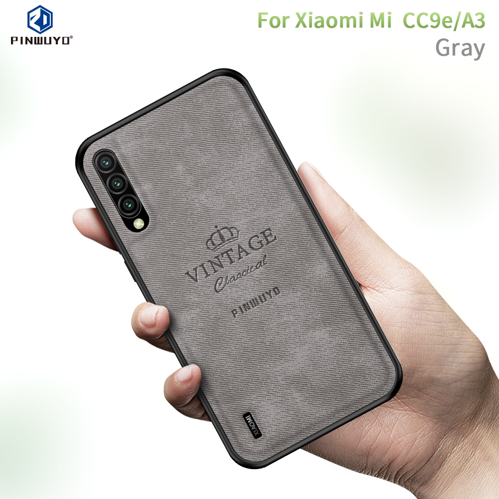 Pinwuyo Honorable Series PU en Cuir Enduit PC + TPU Hybrid Protective Phone Case Pour Xiaomi Mi Cc9e / mi A3 - Bleu