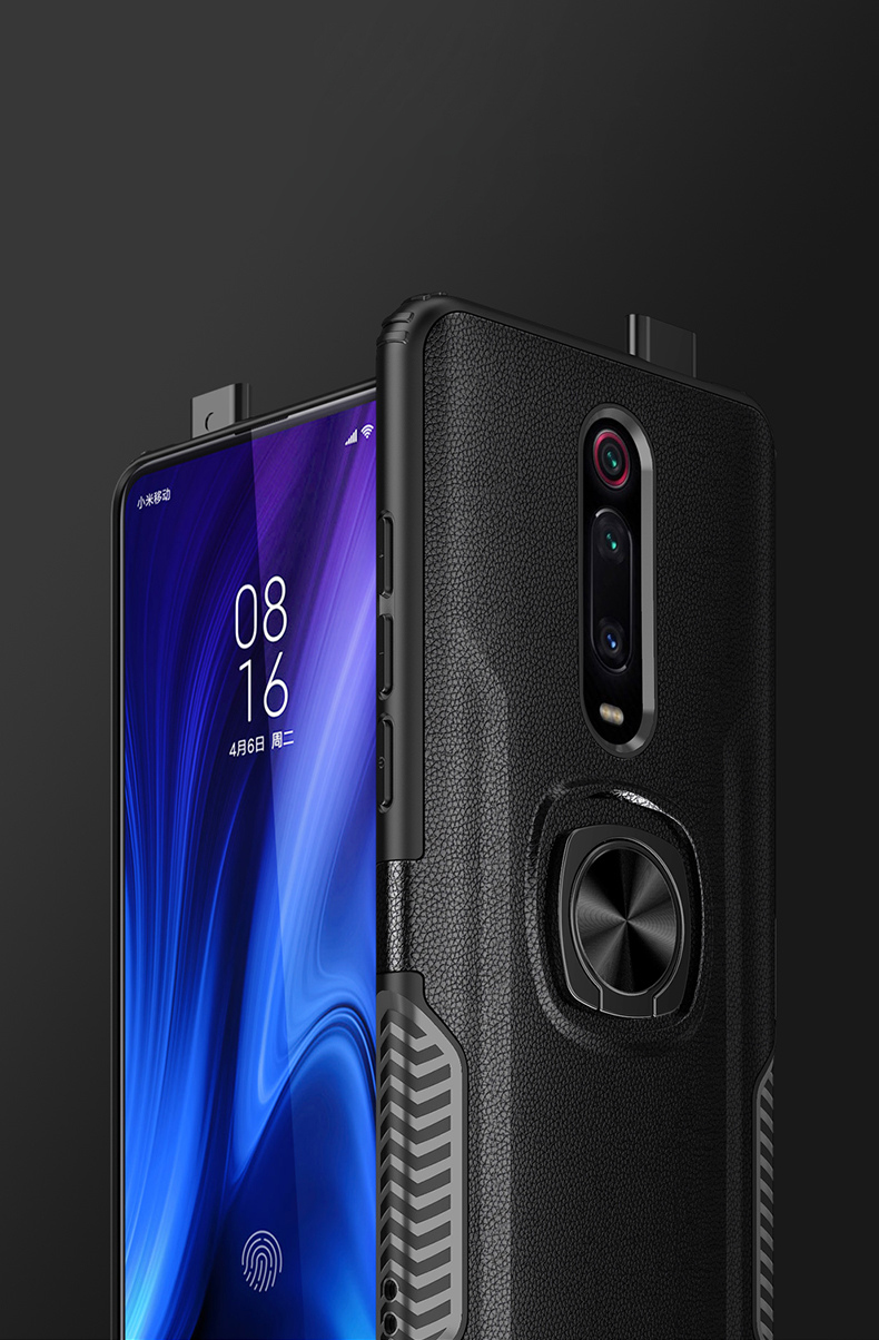 PC + TPU Hybrid Case with Finger Ring Kickstand for Xiaomi Redmi K20 / Mi 9T / Redmi K20 Pro / Mi 9T Pro - Black-1