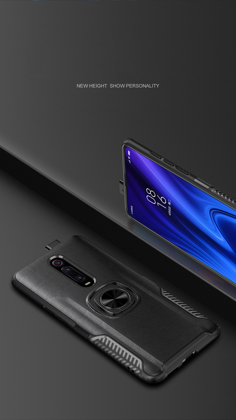 PC + TPU Hybrid Case with Finger Ring Kickstand for Xiaomi Redmi K20 / Mi 9T / Redmi K20 Pro / Mi 9T Pro - Black-4
