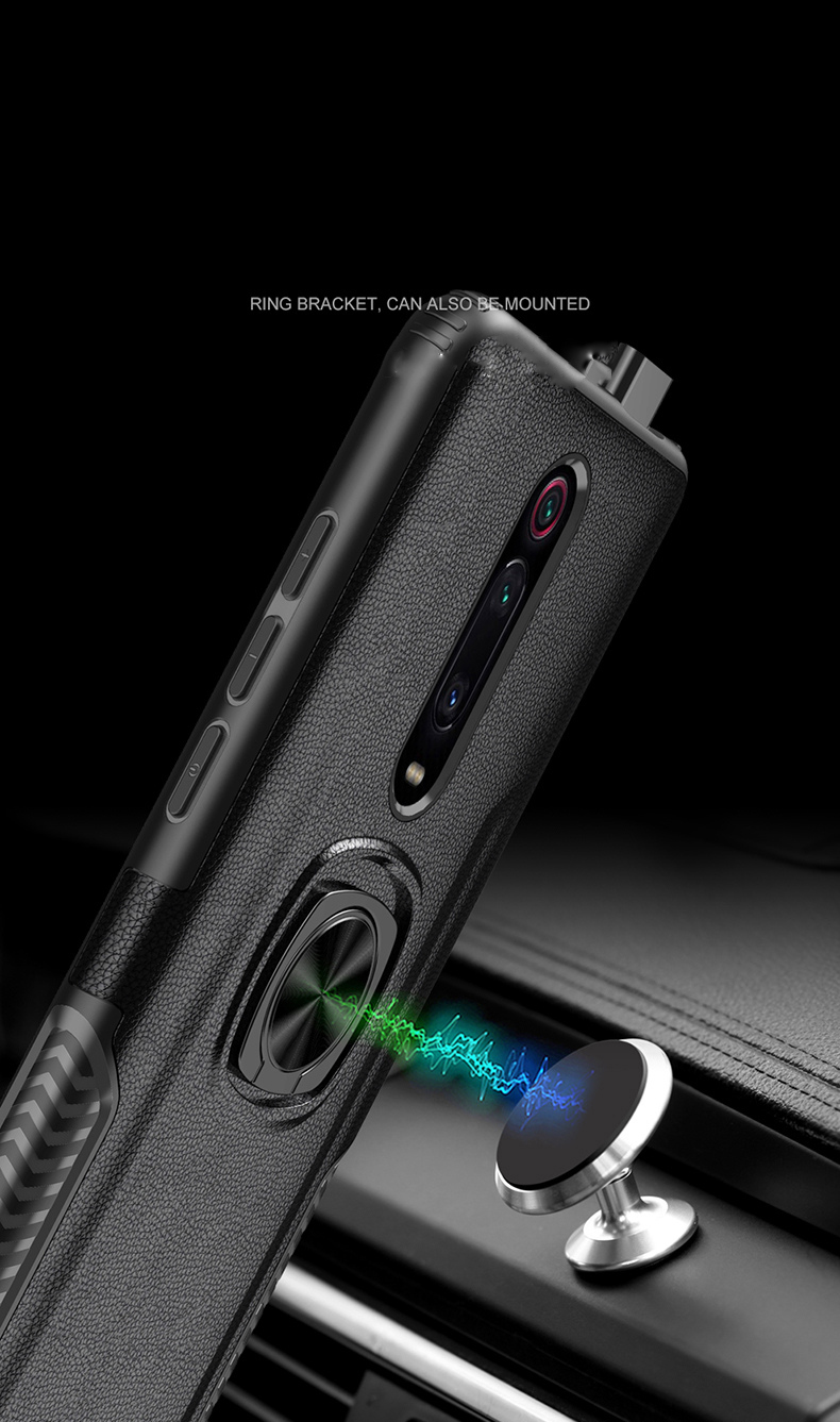 PC + TPU Hybrid Case with Finger Ring Kickstand for Xiaomi Redmi K20 / Mi 9T / Redmi K20 Pro / Mi 9T Pro - Black-9