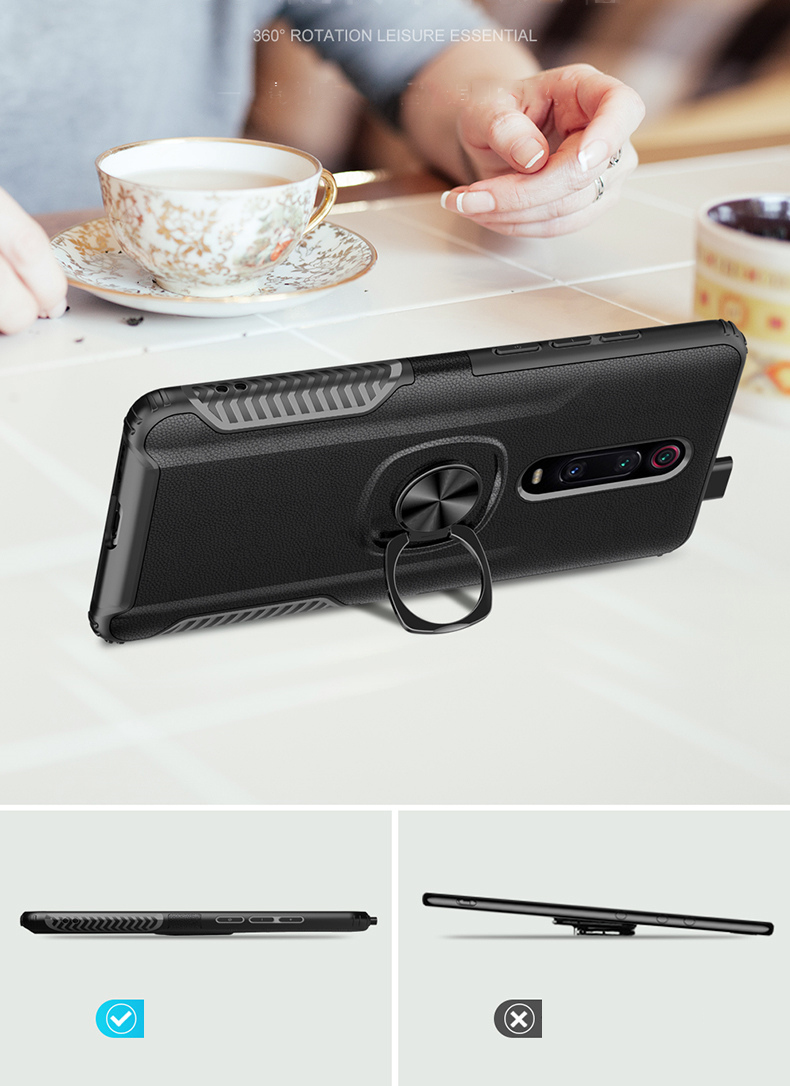PC + TPU Hybrid Case with Finger Ring Kickstand for Xiaomi Redmi K20 / Mi 9T / Redmi K20 Pro / Mi 9T Pro - Black-12