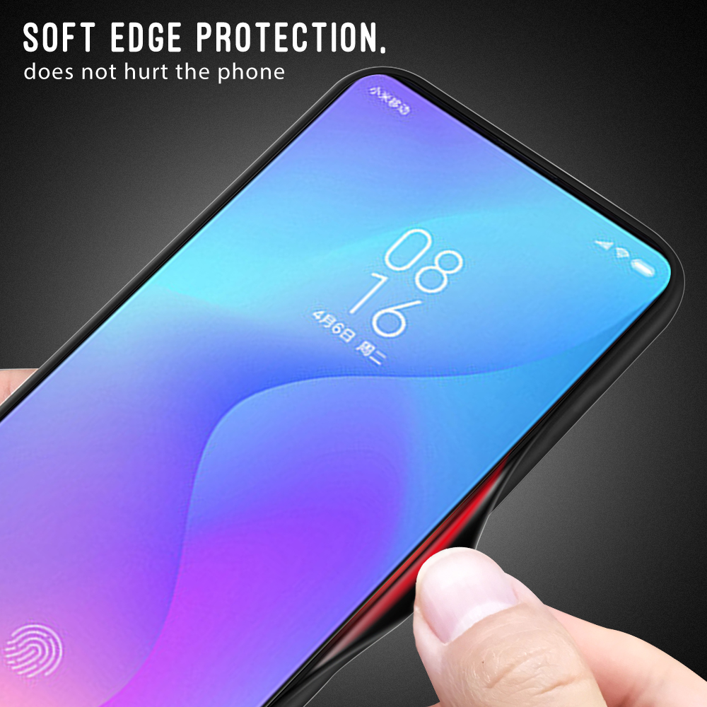 Textura Gradiente Temperado Vidro De Volta + Soft Tpu Borda De Telefone Tampa Para Xiaomi Mi Cc9 / Mi Cc9 Meitu Edition / Mi 9 Lite - Vermelho