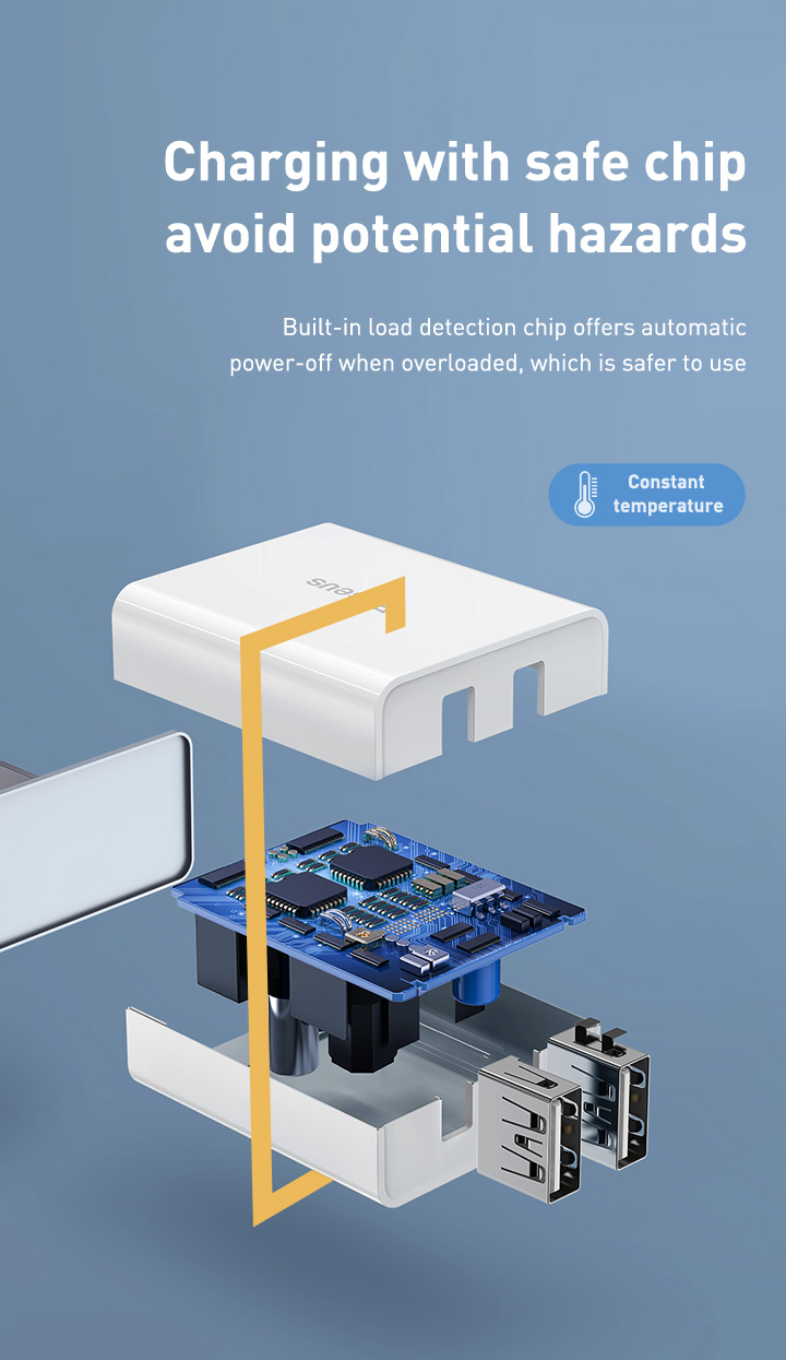 BASEUS 10.5W Speed Mini Dual USB Travel Charger for iPhone iPad Samsung Smartphone Tablet - CN Standard Plug