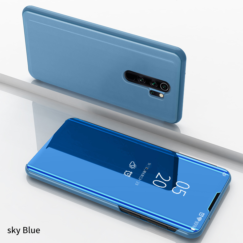 Coperchio Telefonico in Pelle di Visualizzazione a Specchio a Specchio Placcato Per Xiaomi Redmi Note 8 Pro - D'argento