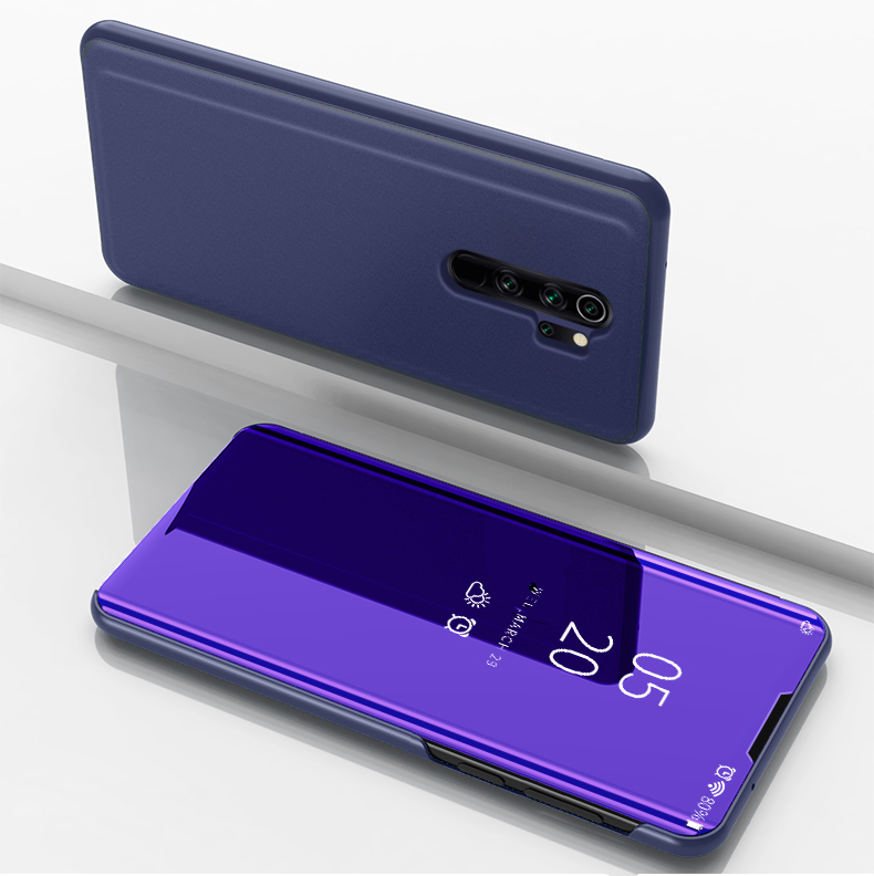 Coperchio Telefonico in Pelle di Visualizzazione a Specchio a Specchio Placcato Per Xiaomi Redmi Note 8 Pro - D'argento