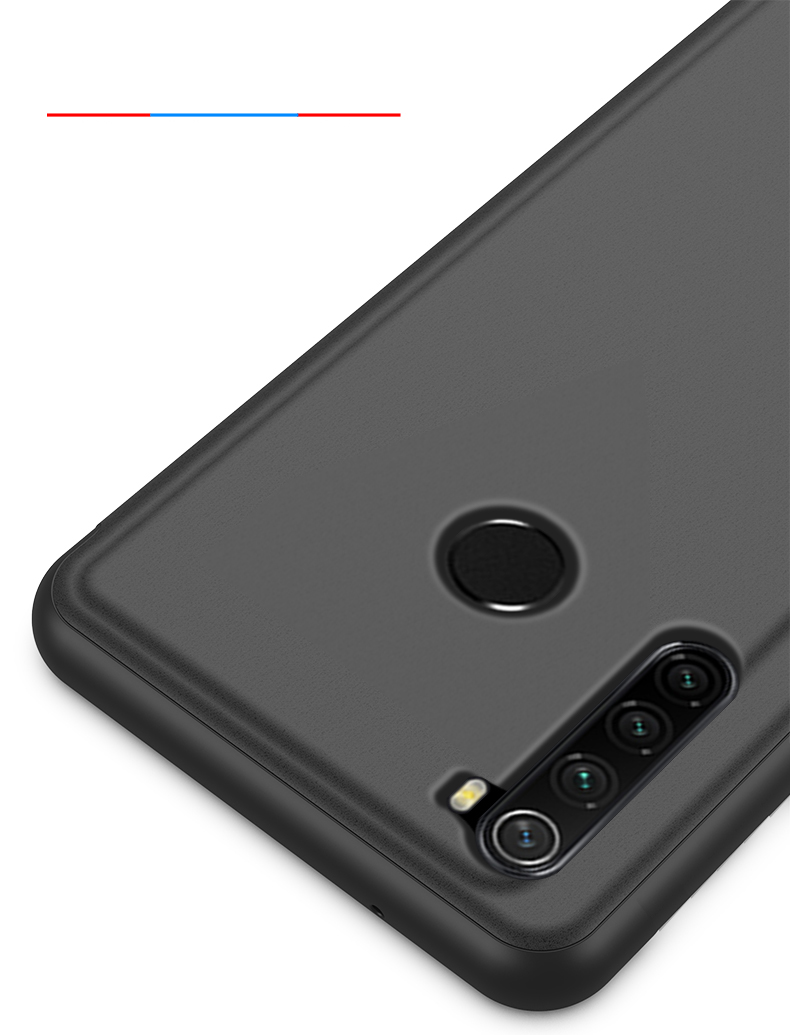 Vista de Visión de la Superficie Del Espejo Platado Case de Cuero Para Xiaomi Redmi Nota 8 - Negro