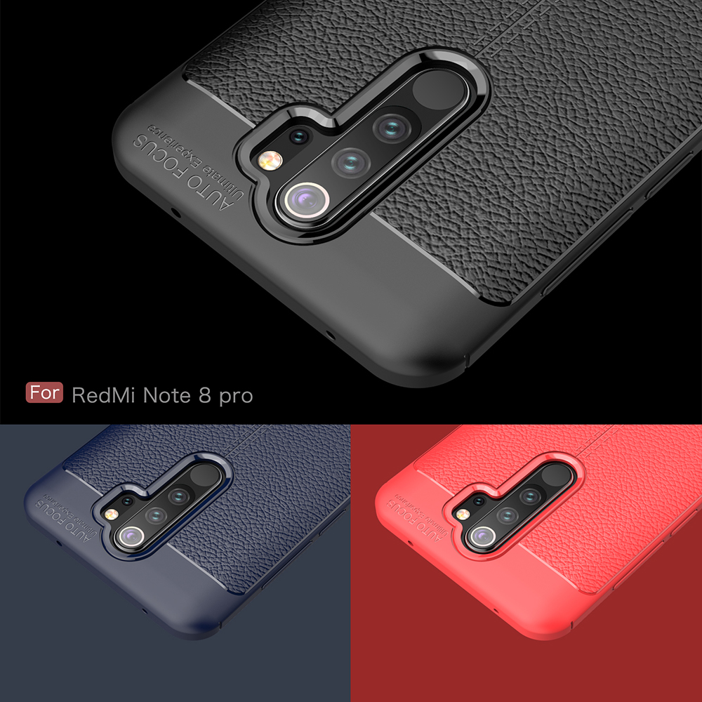 Caso TPU di Texture Litchi Per Xiaomi Redmi Note 8 Pro - Blu