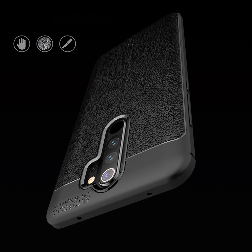 Litchi Texture TPU Case Para Xiaomi Redmi Note 8 Pro - Preto