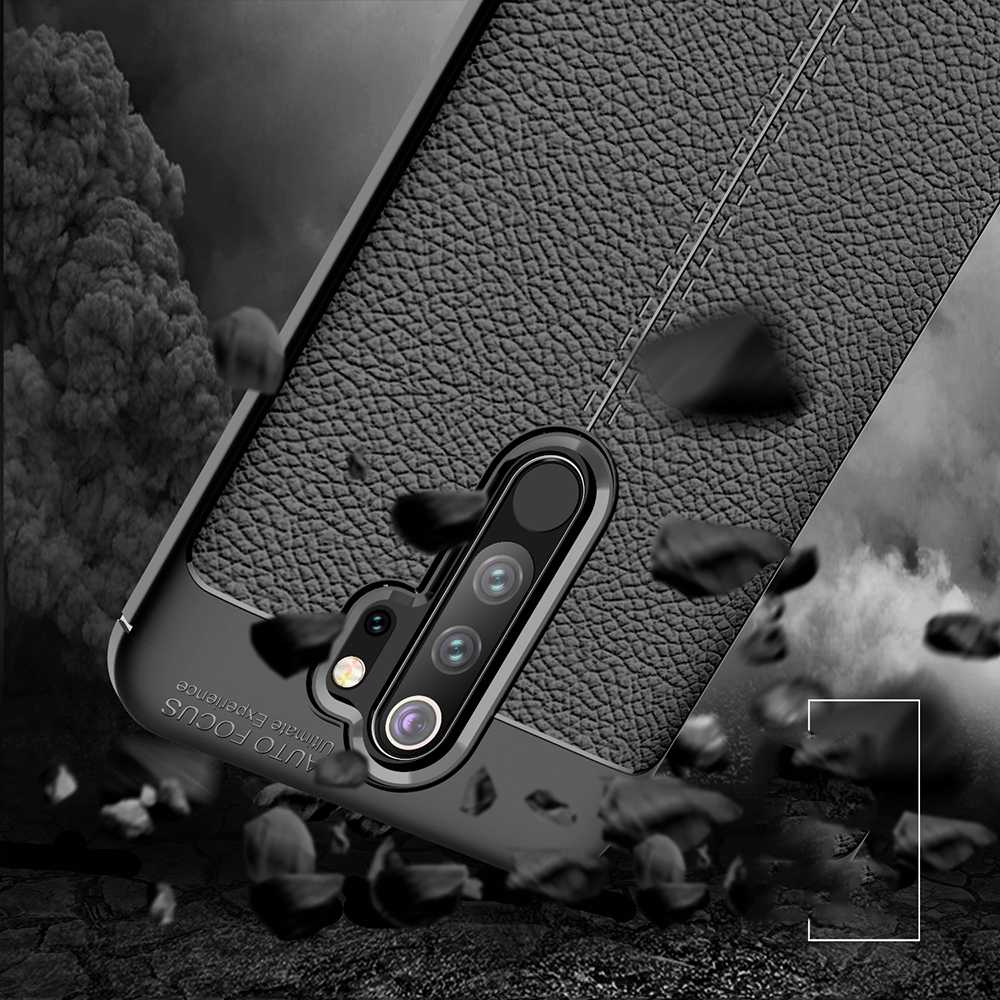 Litchi Texture TPU Case Para Xiaomi Redmi Note 8 Pro - Preto