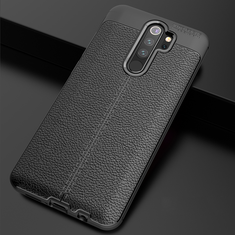 Caso TPU di Texture Litchi Per Xiaomi Redmi Note 8 Pro - Nero