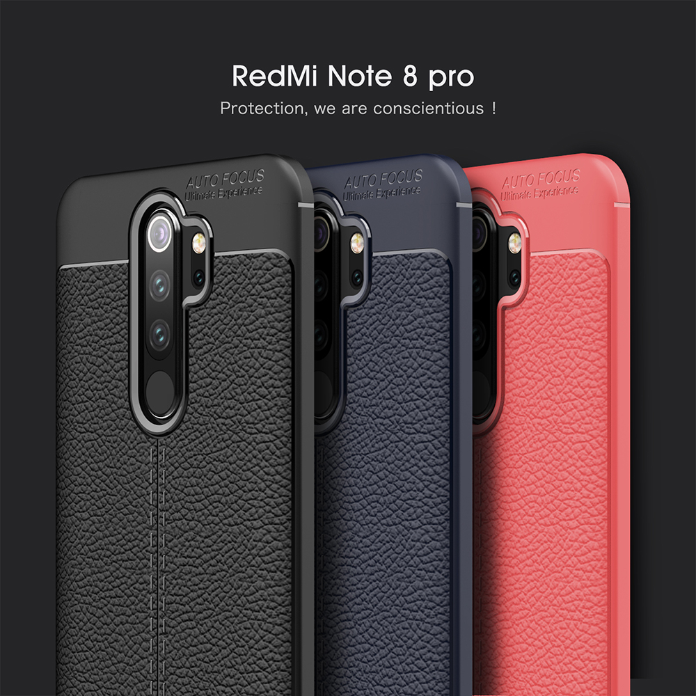 Caso TPU di Texture Litchi Per Xiaomi Redmi Note 8 Pro - Blu