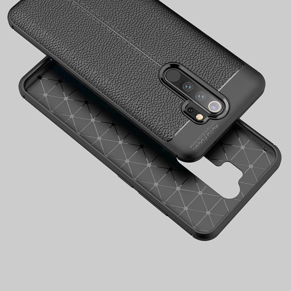 Litchi Texture TPU Case Para Xiaomi Redmi Note 8 Pro - Preto