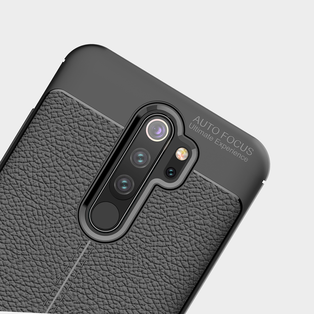 Litchi Texture TPU Case Para Xiaomi Redmi Note 8 Pro - Preto