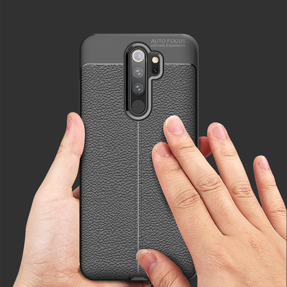 Case Litchi Texture TPU Pour Xiaomi Redmi Note 8 Pro - le Noir