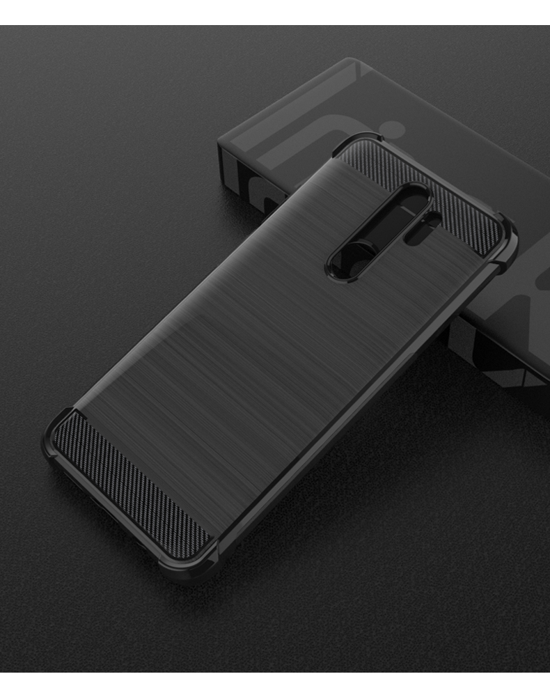 IMAK Vega Carbon Fiber Padrão de TPU Escovado Tampa de Casca Para Xiaomi Redmi Note 8 Pro - Preto