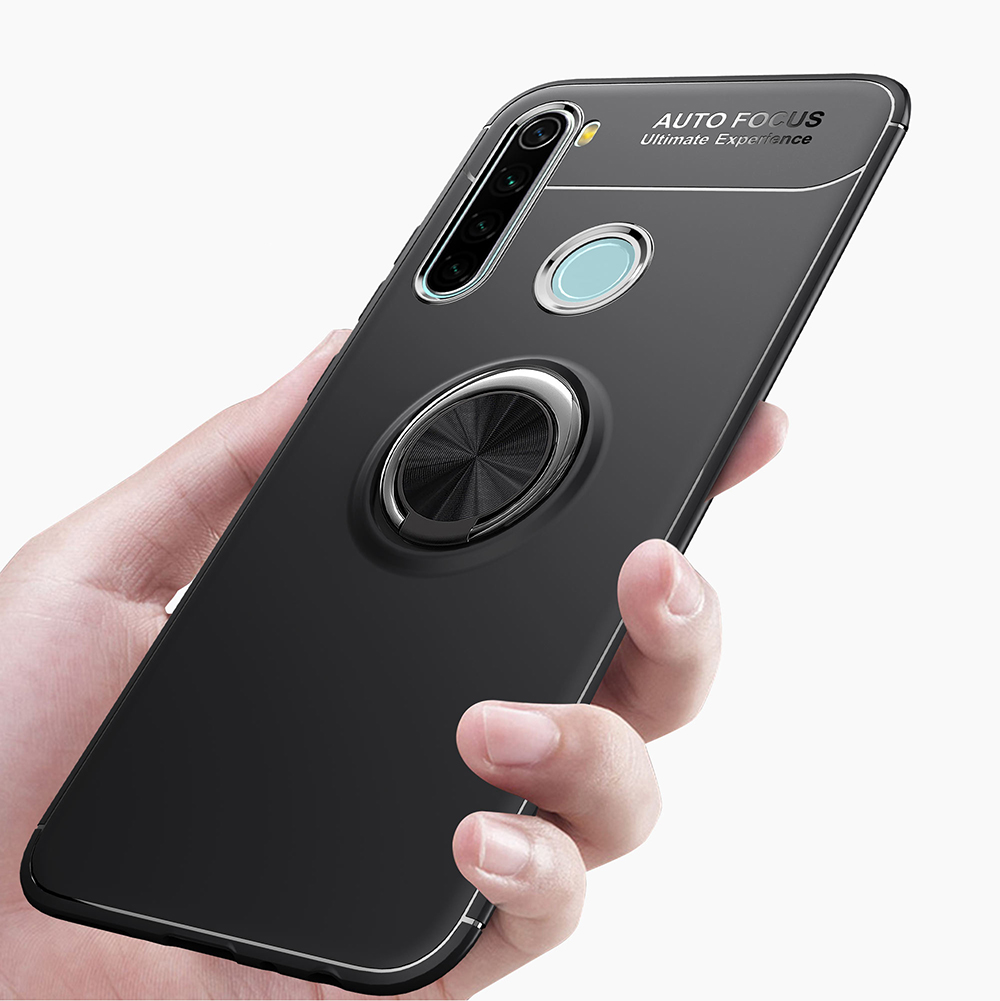 Custodia TPU Kickstand Per Dito Per Xiaomi Redmi Note 8 (foglio in Metallo Incorporato) - Blu