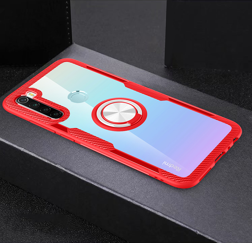 Для Xiaomi Redmi Note 8 Finger Cring Stand Tpu + PC + Metal Case - Серебро/синий