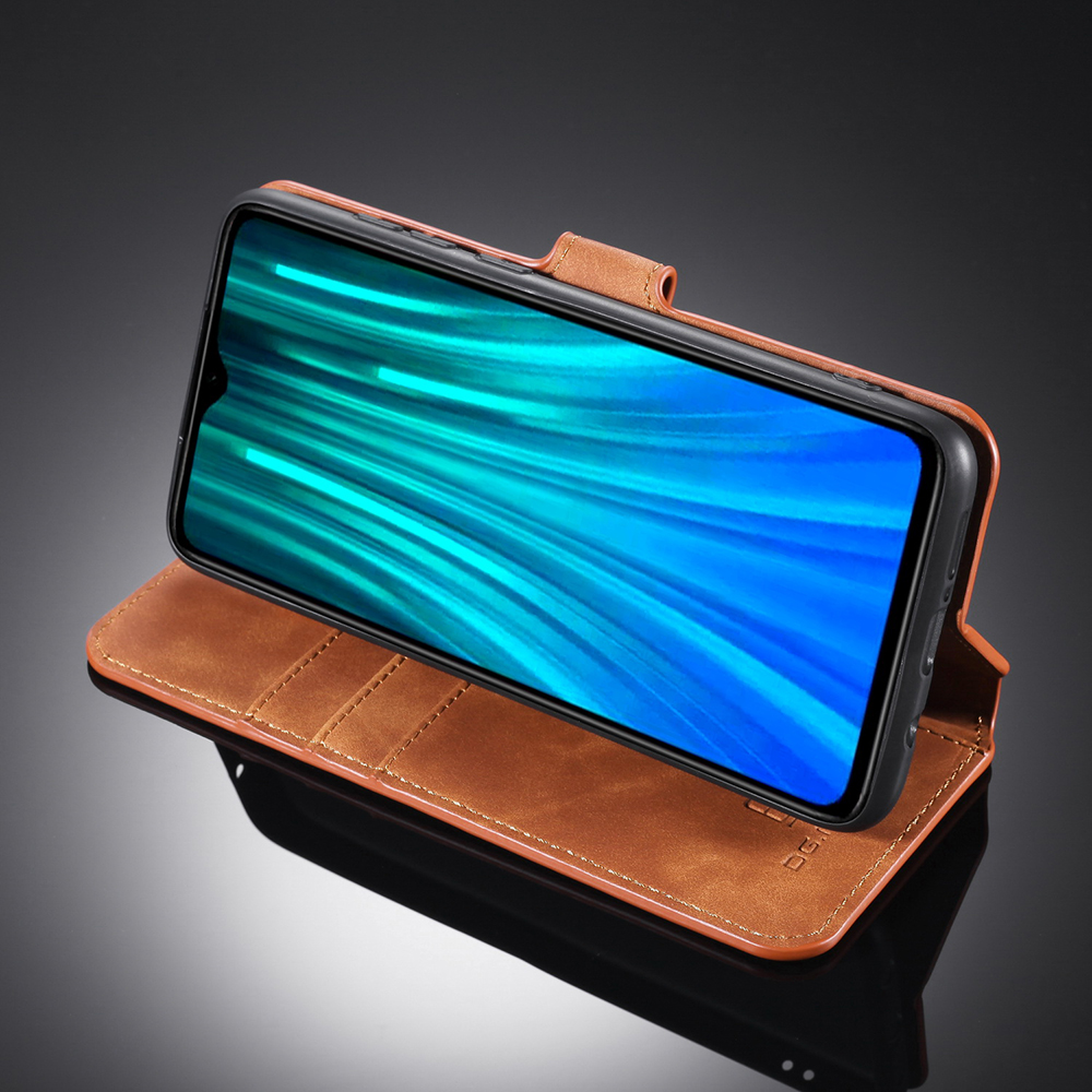 Dg. Ming Retro Style Wallet Leder Stand Hülle Für Xiaomi Redmi Note 8 Pro - Schwarz