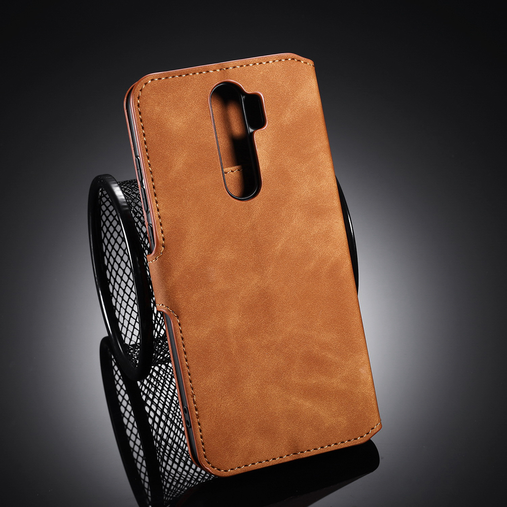 Dg. Ming Retro Style Wallet Leder Stand Hülle Für Xiaomi Redmi Note 8 Pro - Schwarz