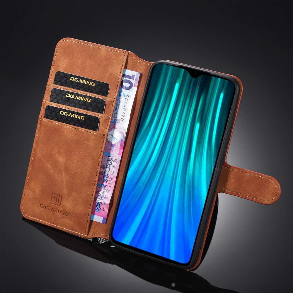 Dg. Ming Retro Style Wallet Leather Stand Case Para Xiaomi Redmi Note 8 Pro - Preto