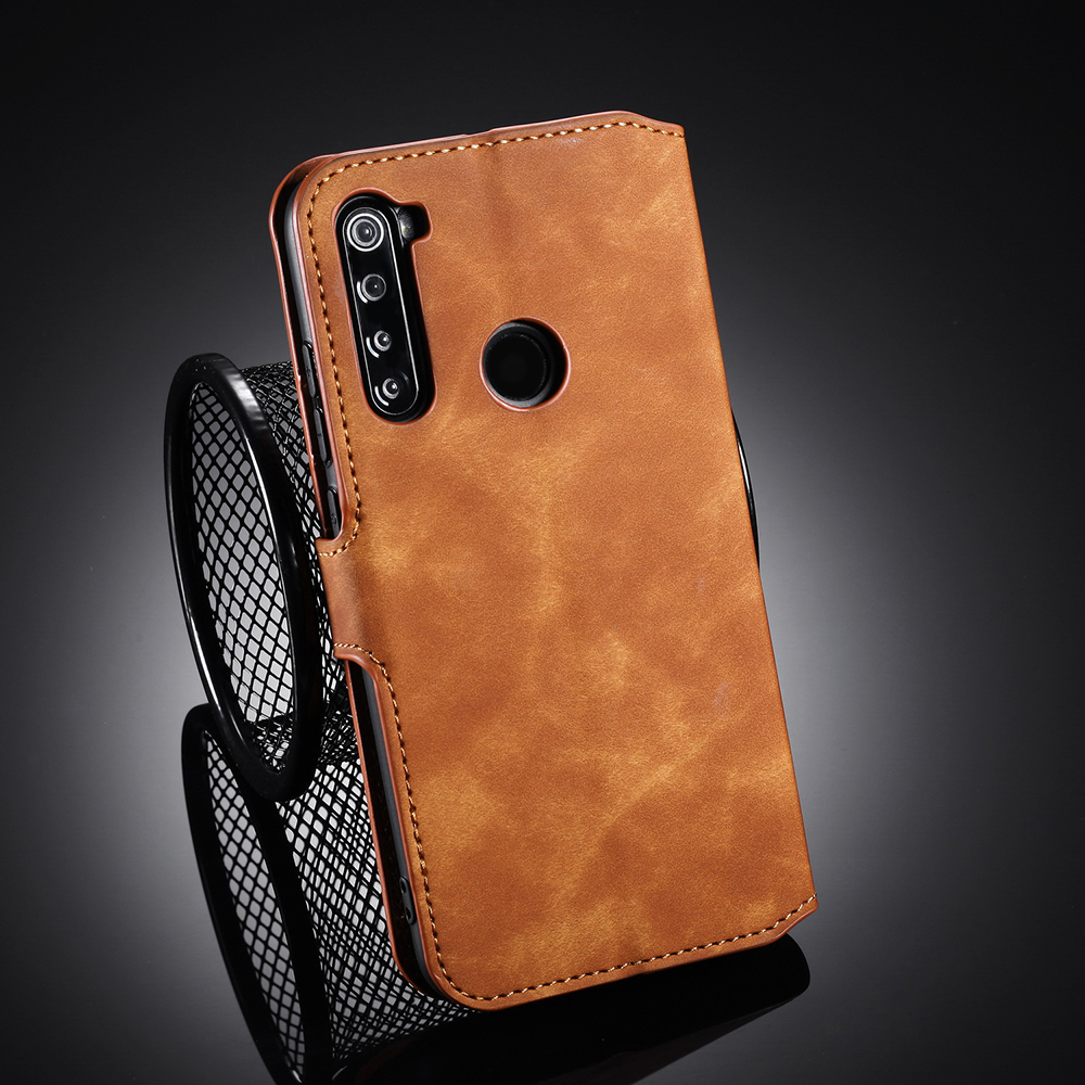 Dg. Ming Retro Style Wallet en Cuir Boîtier Pour Xiaomi Redmi Note 8 - le Noir