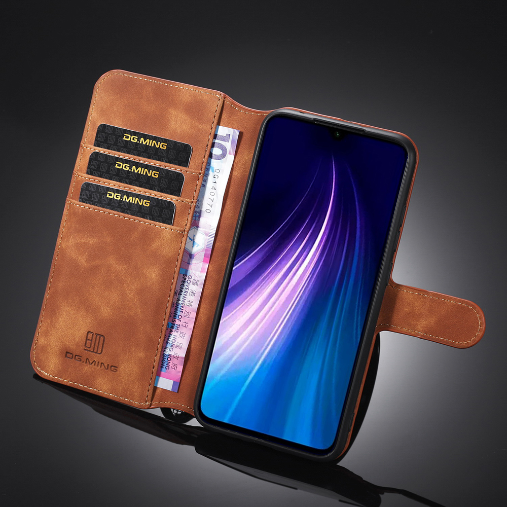 Dg. Ming Retro Style Wallet en Cuir Boîtier Pour Xiaomi Redmi Note 8 - le Noir