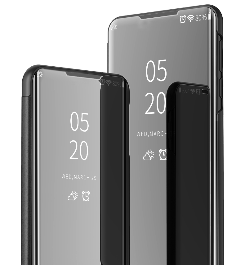 Vista Ventana de Espejo Chapado en la Superficie de la Superficie de Cuero Para Xiaomi Redmi 8a - Negro