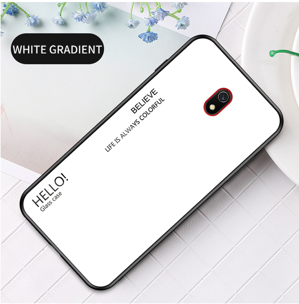 Gradiente de Vidrio Templado de Color + PC + TPU Case Híbrida Para Xiaomi Redmi 8a - Violeta