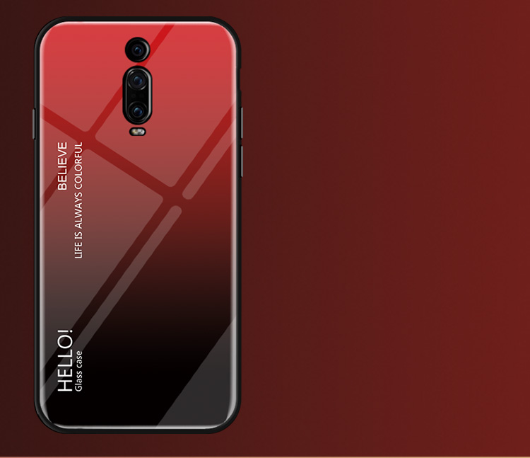 Caixa De Vidro Temperado Da Cor Do Gradiente Para Xiaomi Redmi K20 Pro / K20 / MI 9T Pro / MI 9T - Vermelho