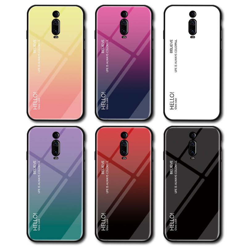 Custodia Per Telefono In Vetro Temperato Colore Gradiente Per Xiaomi Redmi K20 Pro / K20 / MI 9T Pro / MI 9T - Bianca