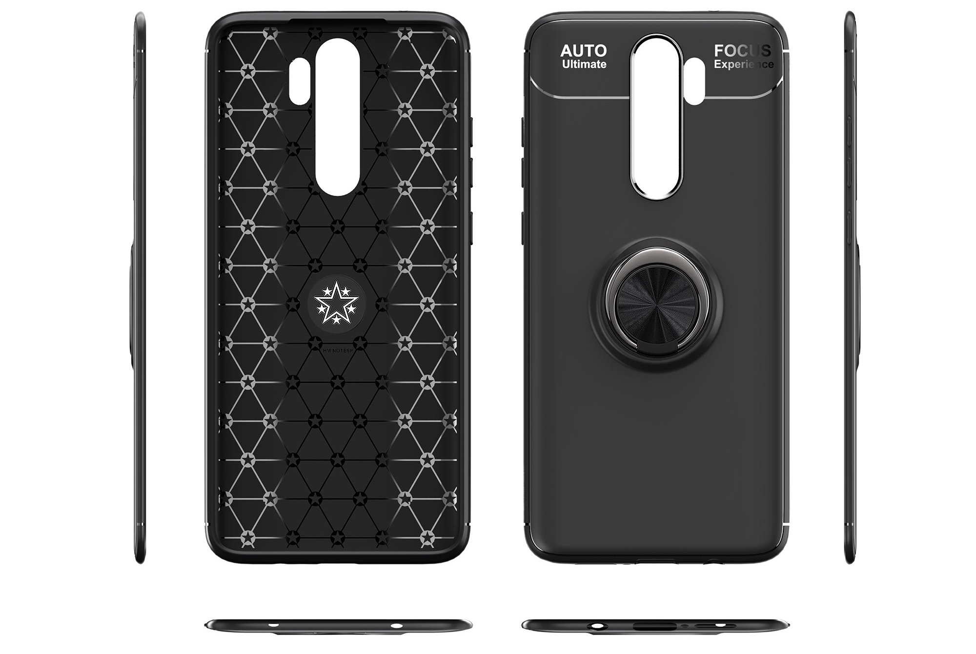 Lenuo Kickstand TPU Back Case [foglio di Metallo Magnetico Incorporato] Shell Del Telefono Per Xiaomi Redmi Note 8 Pro - Tutto Nero