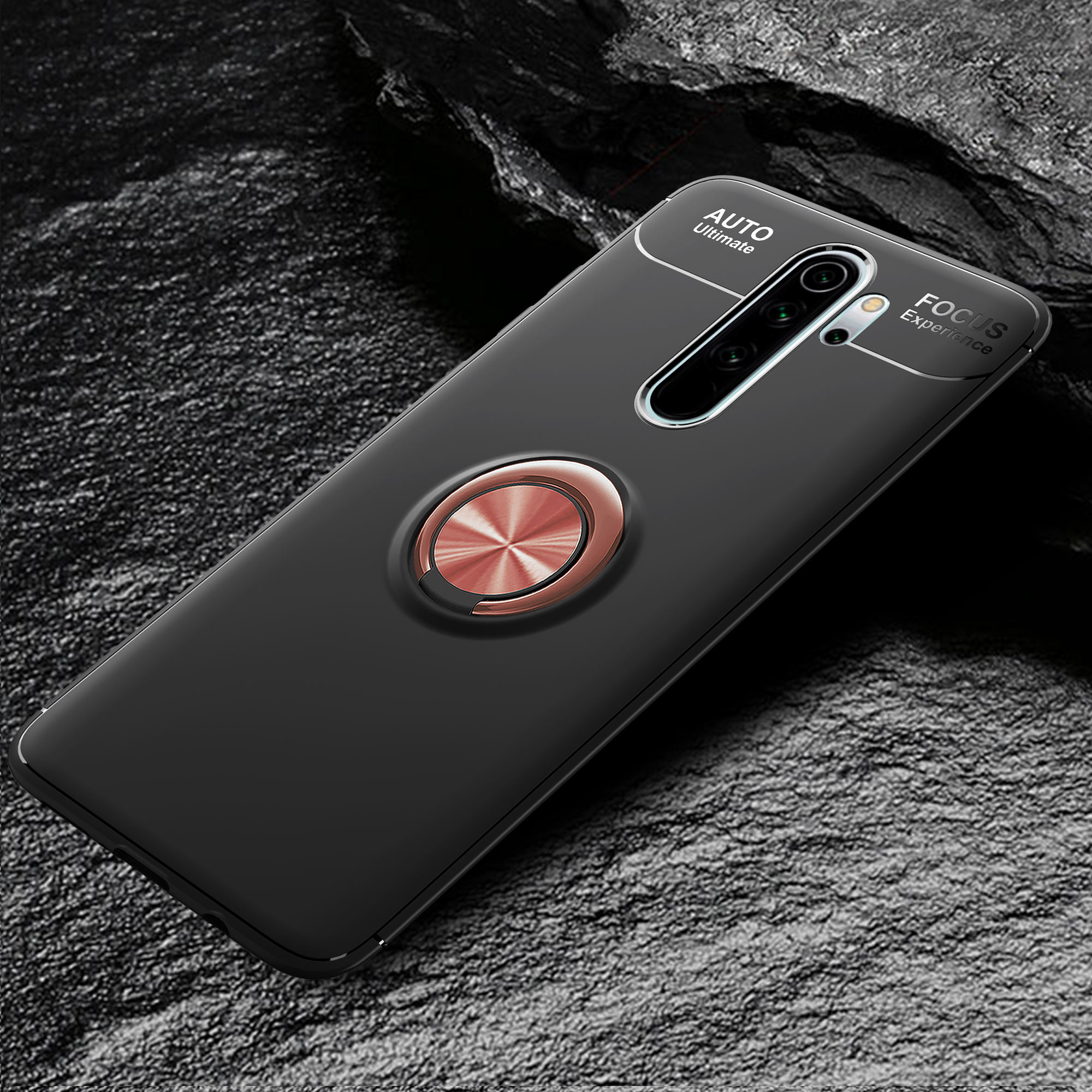 Lenuo Kickstand TPU Back Case [foglio di Metallo Magnetico Incorporato] Shell Del Telefono Per Xiaomi Redmi Note 8 Pro - Nero / Rosso