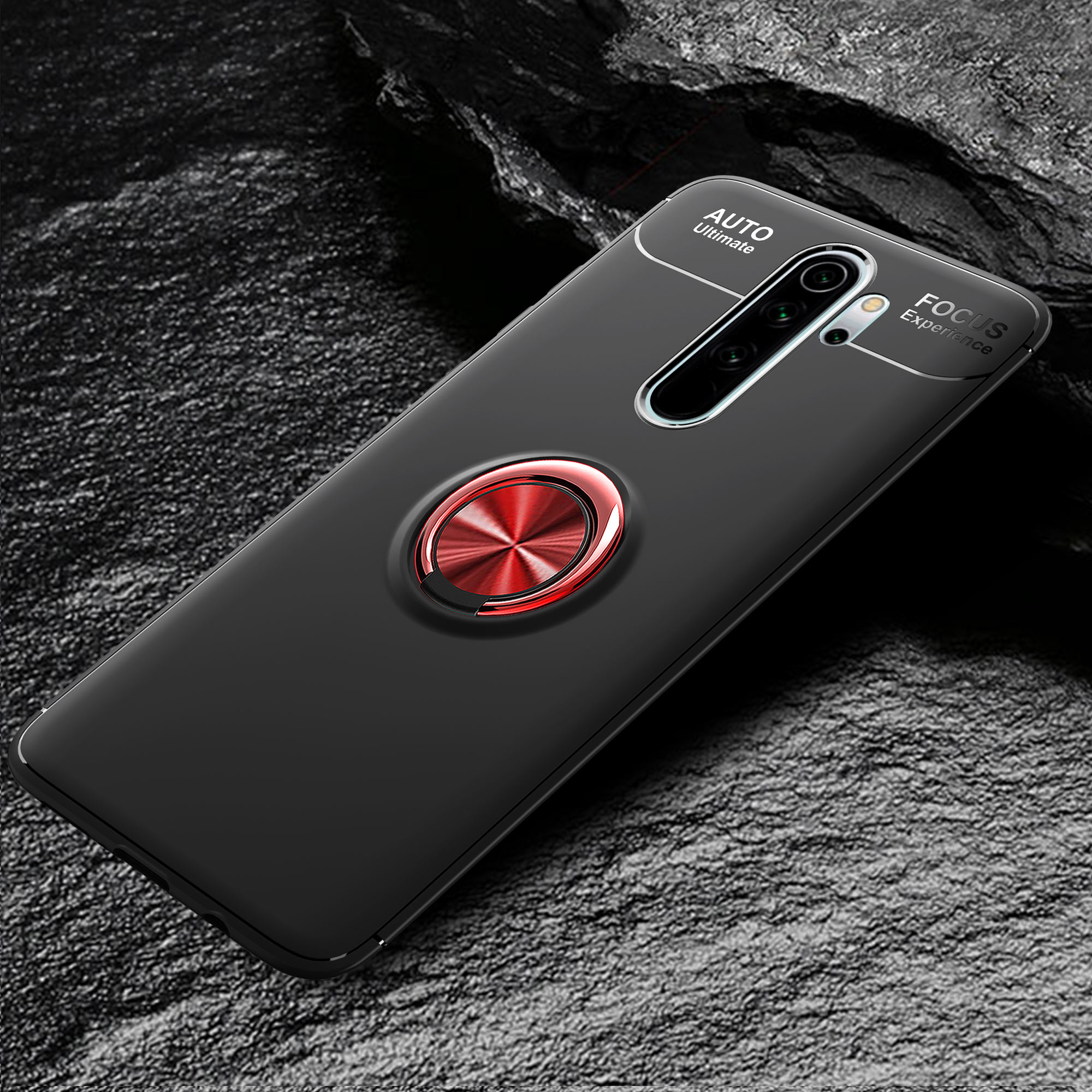 Lenuo Kickstand TPU Back Case [hoja de Metal Magnético Incorporado] Cáscara de Teléfono Para Xiaomi Redmi Note 8 Pro - Negro / Rojo