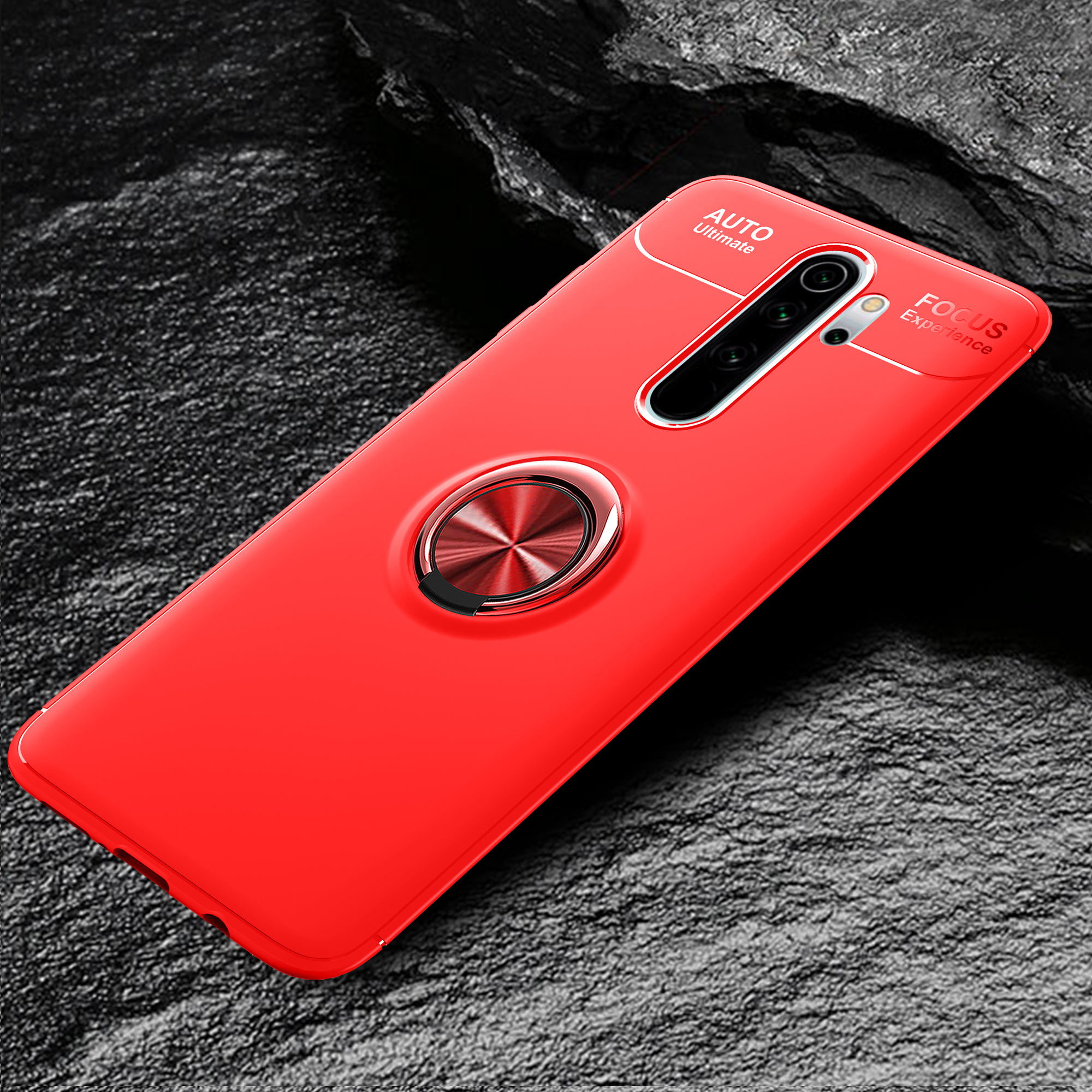 Lenuo Kickstand TPU Back Case [foglio di Metallo Magnetico Incorporato] Shell Del Telefono Per Xiaomi Redmi Note 8 Pro - Nero / Rosso