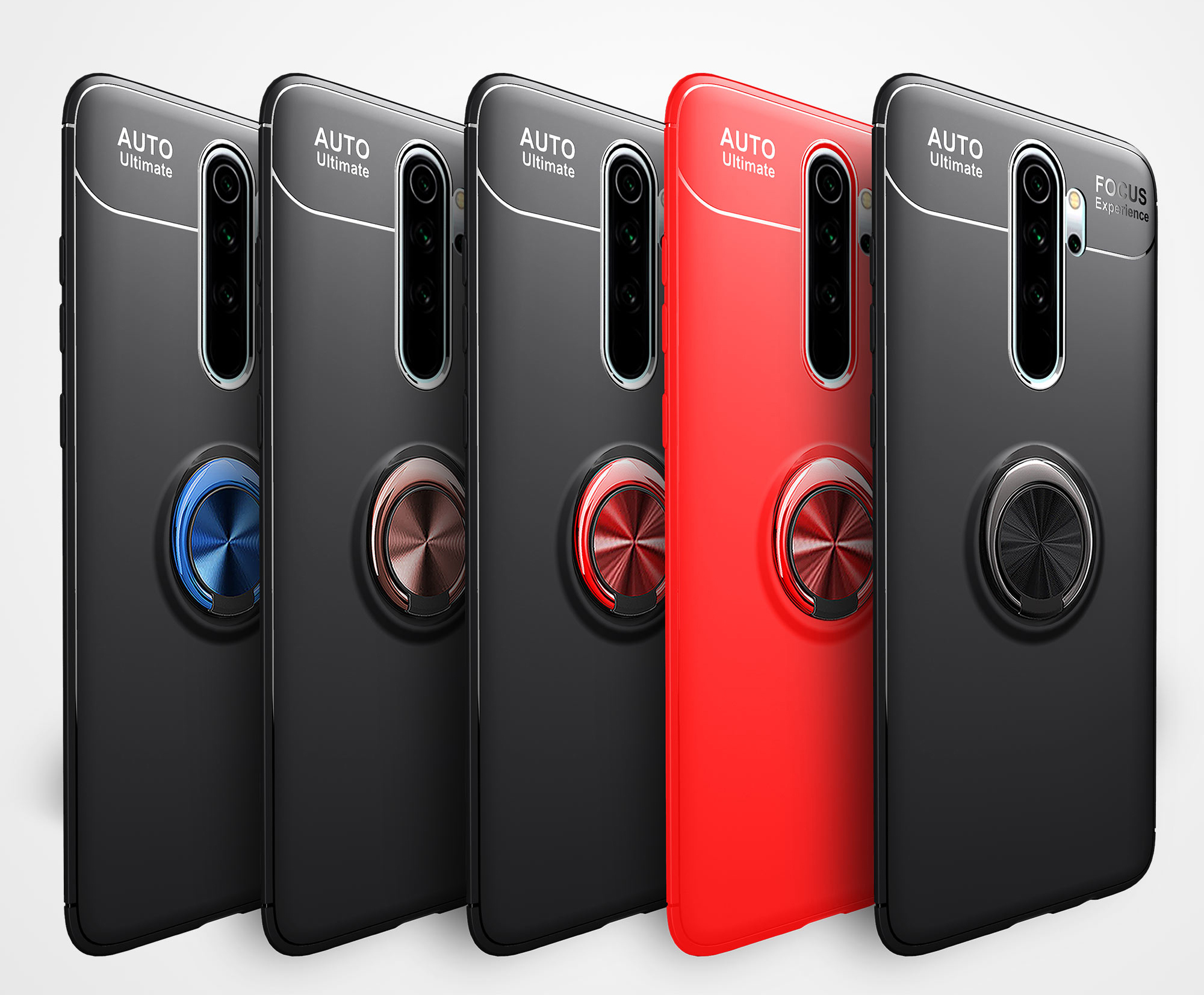 Lenuo Kickstand TPU Back Case [folha de Metal Magnético Embutido] Shell Para Xiaomi Redmi Note 8 Pro - Preto / Vermelho