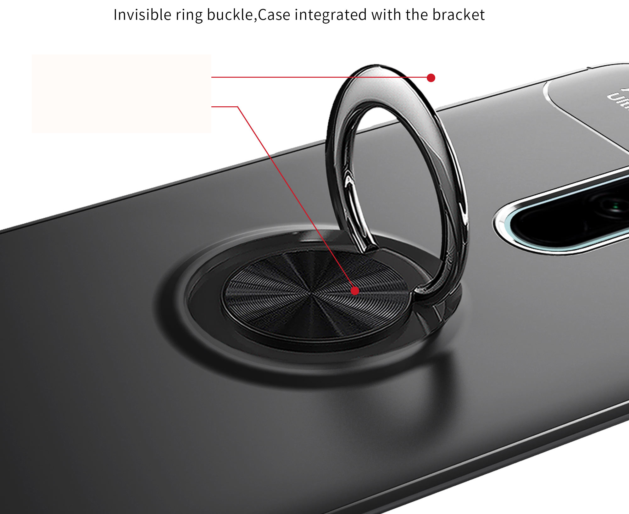 Lenuo Kickstand TPU Back Back [feuille de Métaux Magnétique Intégrée] Shell de Téléphone Pour Xiaomi Redmi Note 8 Pro - le Noir / Rouge