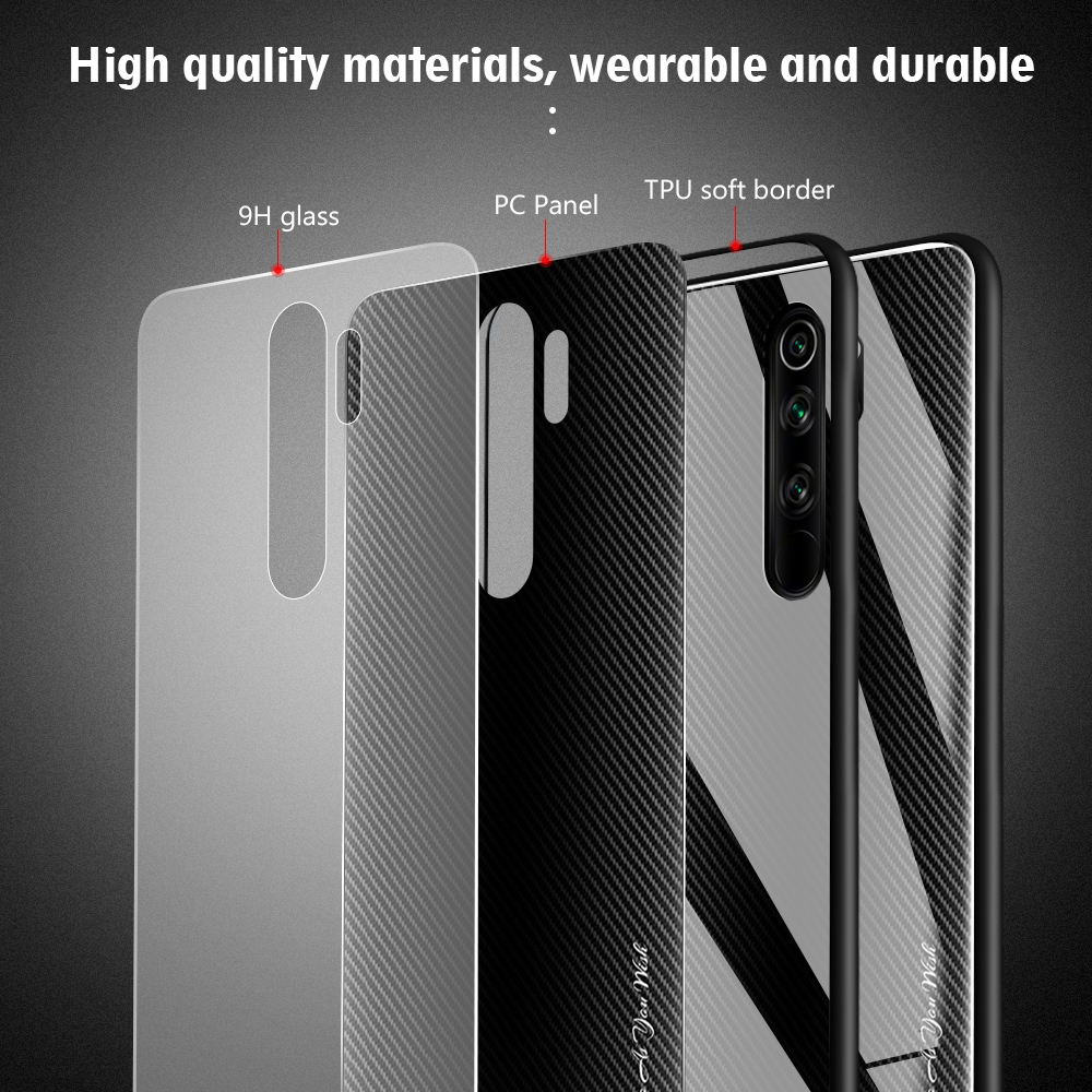 Texture Gradient PC Temped Glass Back + Custodia Per Telefono Bordo Tpu Morbido Per Xiaomi Redmi Note 8 Pro - Bambina Blu